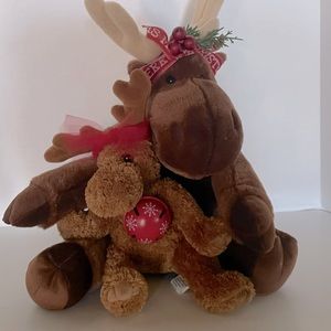 Moosey Mama and Moe- 12 inch plush mama moose and detachable 6 inch Moe